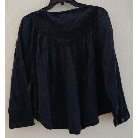 Free People OB1064031 Women's Sz XS Navy Blue Raglan Sleeve Button Up Top $88 - Picture 2 of 9